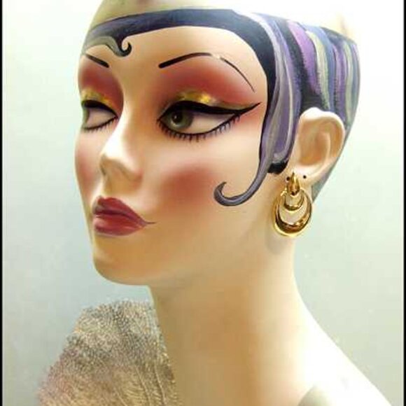 1960s Signed NAPIER Gold Hoop Retro Vintage Clip Earrings 9165 - Picture 2 of 5